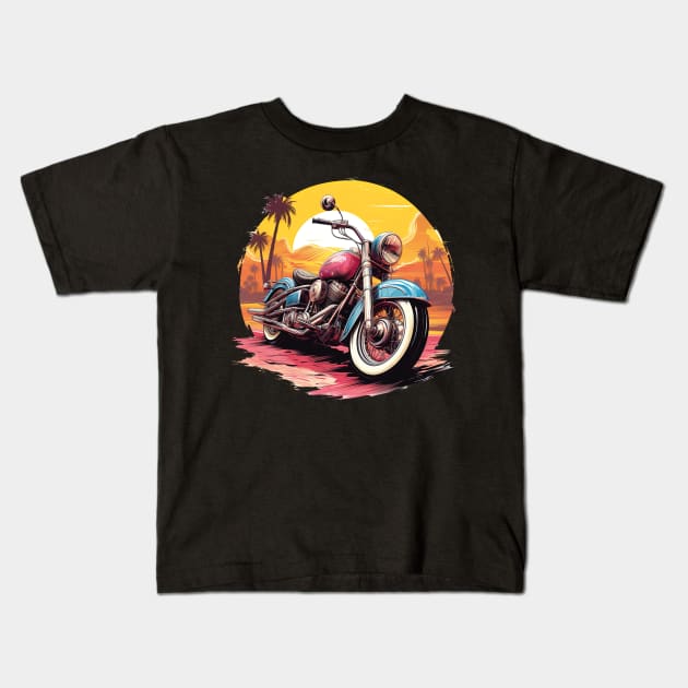 Retro Vintage Motorcycle Motor Bike Kids T-Shirt by ArtLegend99